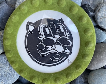 Evil Cat Art • Framed Rubberhose Style Painting • Halloween Decor