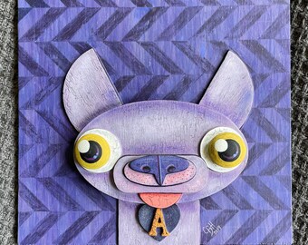 Original Painting / Aberforth the Frenchie / Acrylic Paint on Board / Wood Cut Out Dog Art / Portrait / Modern Folk Art Style