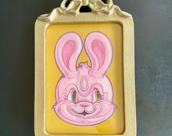 Original Bunny Portrait • Kitsch Retro Illustration, Framed Art