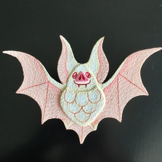 Cute Albino Flying Bat Art Object