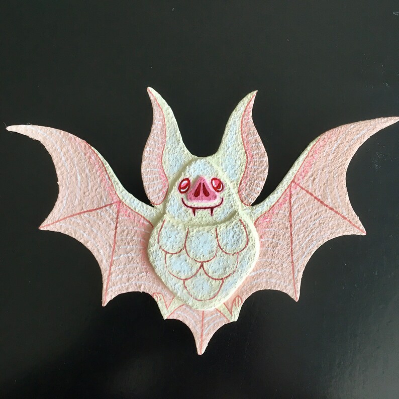 Cute Albino Flying Bat Art Object