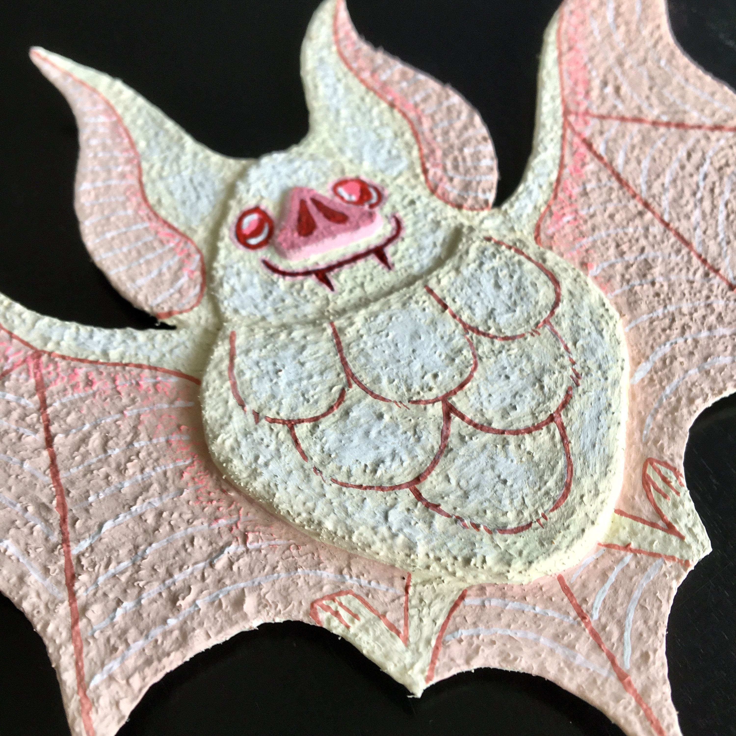 Cute Albino Flying Bat Art Object