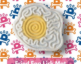 Fried Egg Lick Mat | Dog Lick Mats | Dog Enrichment | Dog Slow Feeder | Frozen Treat Mat | Dog Anxiety Relief | Dishwasher Safe Pet Mat
