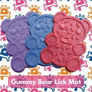 Gummy Bear Lick Mat | Dog Lick Mats | Dog Enrichment | Dog Slow Feeder | Frozen Treat Mat | Dog Anxiety Relief | Dishwasher Safe Pet Mat