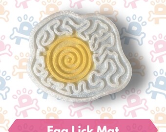 Fried Egg Silicone Lick Mat for Dogs and Cats | Slow Feeder Enrichment | Frozen Treat Anxiety Relief | Dishwasher Safe Pet Mat