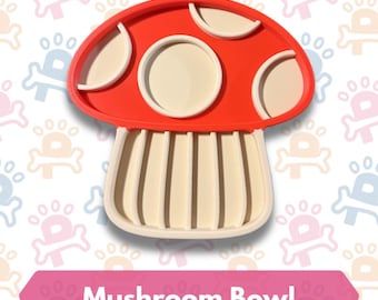 Mushroom Slow Feeder Bowl for Dogs Cats | Enrichment Treat Anxiety Relief