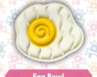Fried Egg Slow Feeder Bowl for Dogs Cats | Enrichment Treat Anxiety Relief