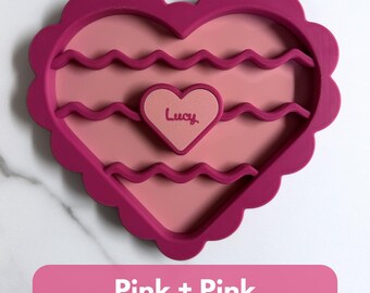 Custom Heart Ruffle Dog Bowl | Slow Feeder Enrichment, Anxiety Relief