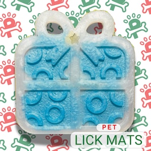 Present Lick Mat | Dog Lick Mats | Dog Enrichment | Dog Slow Feeder | Frozen Treat Mat | Dog Anxiety Relief | Dishwasher Safe Pet Mat