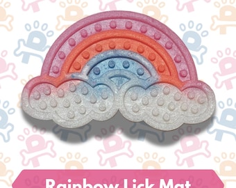 Rainbow Silicone Lick Mat for Dogs and Cats | Slow Feeder Enrichment | Frozen Treat Anxiety Relief | Dishwasher Safe Pet Mat