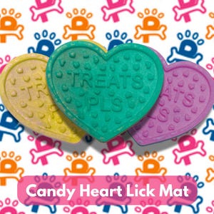 Candy Heart Lick Mat | Dog Lick Mats | Dog Enrichment | Dog Slow Feeder | Frozen Treat Mat | Dog Anxiety Relief | Dishwasher Safe Pet Mat