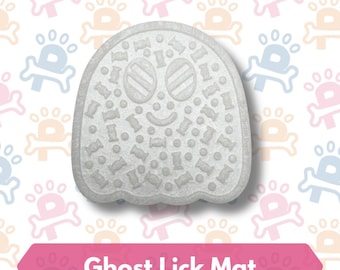 Ghost Silicone Lick Mat for Dogs and Cats | Slow Feeder Enrichment | Frozen Treat Anxiety Relief | Dishwasher Safe Pet Mat