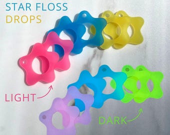 Glow in the Dark Star Floss Drops | Thread Bobbin, Organizer (6-Pack)