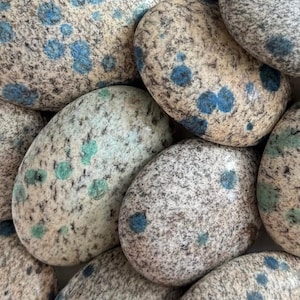 K2 Jasper (azurite in granite) polished palm stones, large