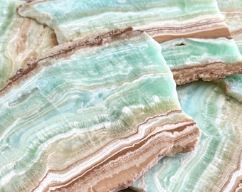 Caribbean calcite (blue aragonite) polished slabs, small
