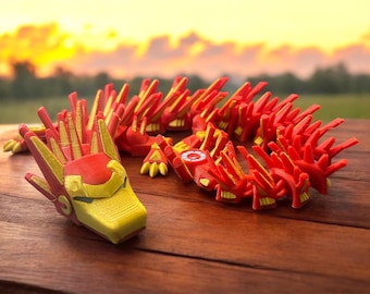 Iron Man Inspired Dragon: 3D Printed PLA Desk Decor