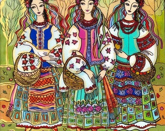 Sale, Print, Sisters or Nadiya, Vira and  Luyubov, Folk Art
