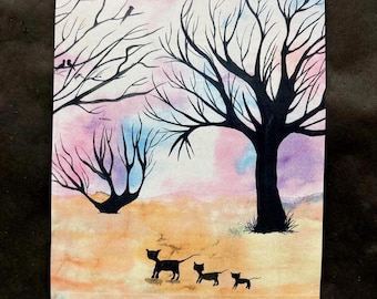 Mother Cat with Kittens Giclée Print, Signed Limited Edition Art (8.5" x 11")