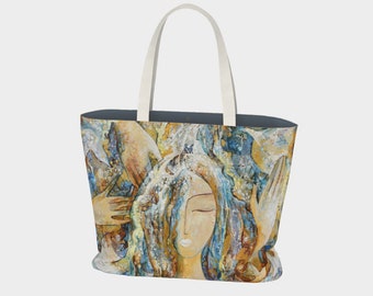 Healing, Large Bag, Tote, Based on Painting Healing by Elena Diadenko