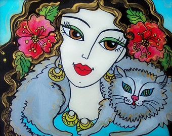 Custom Order, Made to Order, Glass Painting, I love My Cat, Pets