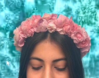 Light Pink Roses Crown, Gift for Her