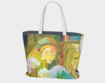 Sad Angel, Large Bag, Tote Painting by Elena Diadenko