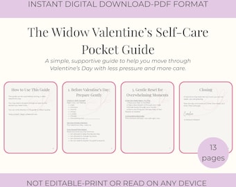 Healing After Loss, Valentine's Day Grief Support For Widows, Self-Care, PDF, Pocket Guide.