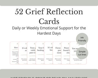 Daily Grief Support 52-card deck, Grounding Therapy Aid, Emotional Healing Prompts, Mindfulness Cards
