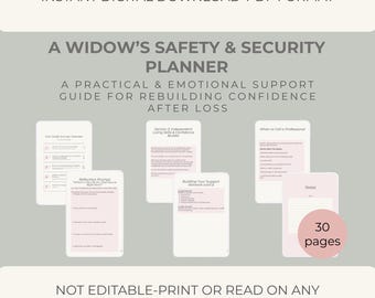 Self Care After Loss for Widows | Safety Planner & Emergency Checklist | Printable Grief Support