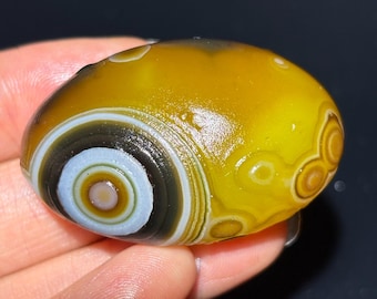 Beautiful Gobi Agate Eye Agate Stone From Mongolia, Natural Desert Tumbled Palm Stone, Healing Agate, Unique Gift. #500