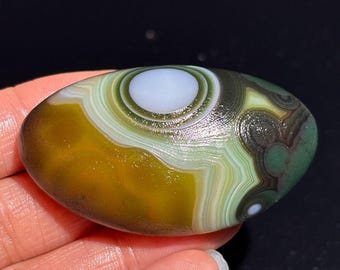 Gobi Agate Eye Agate Stone From Mongolia, Natural Desert Tumbled Palm Stone, Healing Agate, Unique Gift.