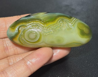 Gobi Eye Agate Stone From Mongolia, Natural Desert Tumbled Palm Stone.