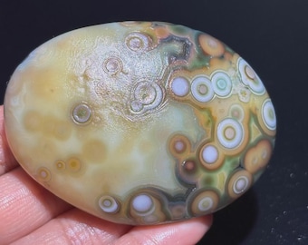 Gobi Eye Agate Stone From Mongolia, Natural Desert Tumbled Palm Stone.