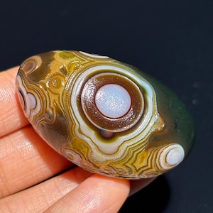 Prachtige gobi-agaat oogagaat uit Mongolië, natuurlijke woestijn getrommelde palmsteen, helende agaat, uniek cadeau. #54