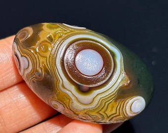 Beautiful Gobi Agate Eye Agate Stone From Mongolia, Natural Desert Tumbled Palm Stone, Healing Agate, Unique Gift. #54