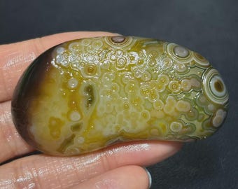 Gobi Eye Agate Stone From Mongolia, Natural Desert Tumbled Palm Stone.