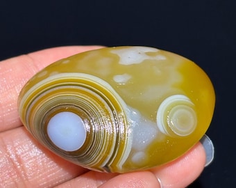 Beautiful Gobi Agate Eye Agate Stone From Mongolia, Natural Desert Tumbled Palm Stone, Healing Agate, Unique Gift. #530