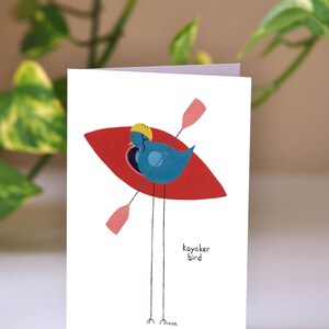 Kayaker Bird Greeting Card: Outdoorsy Card, Kayak Card, Kayak enthusiast, Adventurous Friend,Unique Outdoor Card,Birthday,Outdoor Instructor