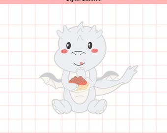 Chibi Pasta Dragon Sticker | Kawaii Food Art (Digital Download)