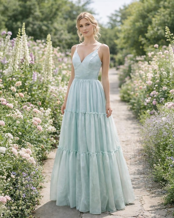 used dresses formal Dusty Blue Strapless Prom Dresses Jacquard Satin Formal Gown FD3239 –  Viniodress main image 0