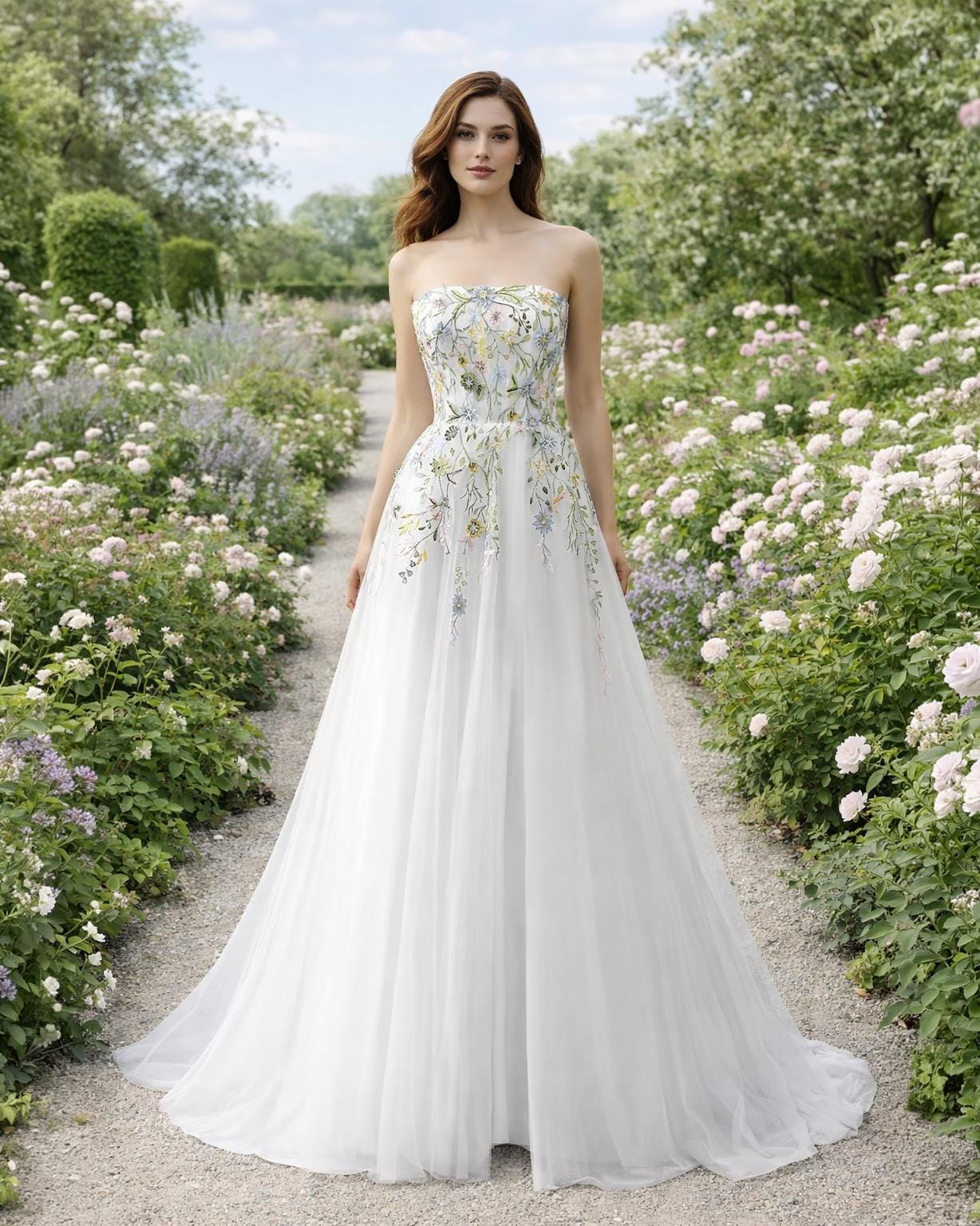 sachin and babi light blue dress Floral Lace Strapless Sweetheart Corset A-Line Wedding Dress main image 0