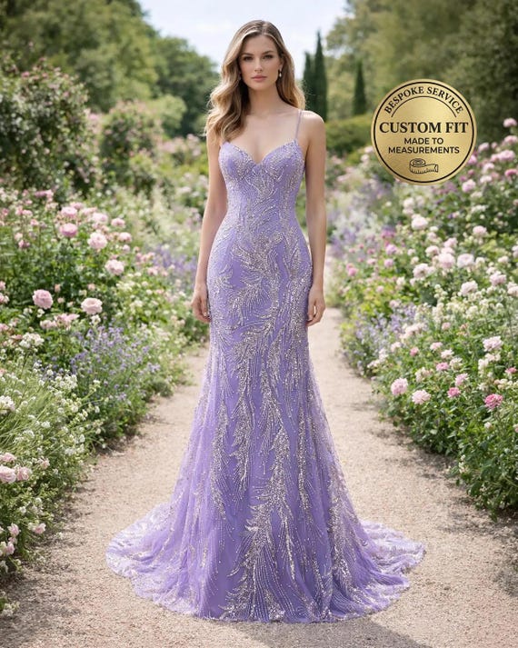 Lilac Prom Dress 2026 Regencycore Lace, Custom Made Satin Evening Gown, Formal Gala Wear Lilac Prom Dress 2026 Regencycore Lace, Custom Made Satin Evening Gown, Formal Gala Wear