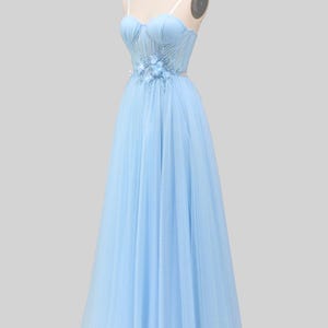 Custom shinning light blue dress, handmade tulle party dress