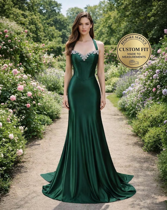 green prom dresses 2026 Green Prom Dress 2026 Ethereal Style, Custom Made Satin Evening Gown, Formal Gala Wear