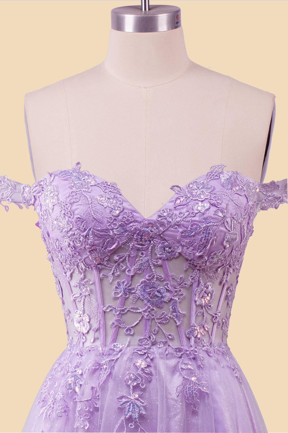 Custom Floral Embroidery Prom Dress, Purple Shinning Party Dress - Etsy