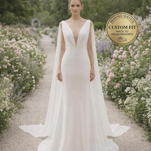 Weißes Hochzeitskleid Sleek Minimalism, Chiffon Brautkleid nach Maß, Outdoor Wedding Wear