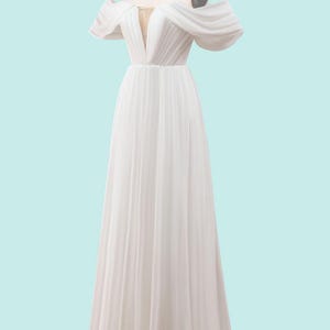 Custom tulle wedding gown, white bridal dress, simple mermaid wedding dress