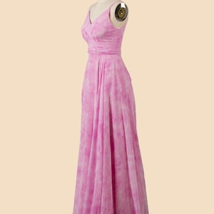 Custom printed flower chiffon party dress, light purple evening gown