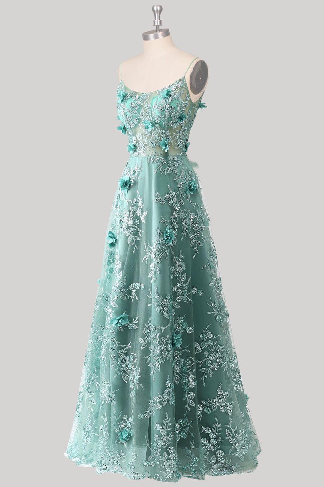 Leopard Print & Lace A-Line Spaghetti Strap Sweetheart Corset Long Prom Dresses