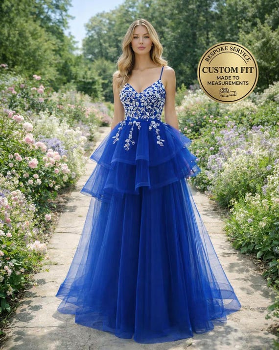 sachin and babi light blue dress Berylove Women Champagne Flower Prom Dress With Slit A-Line Corset  Embroidered Maxi Party Dress With Beading
